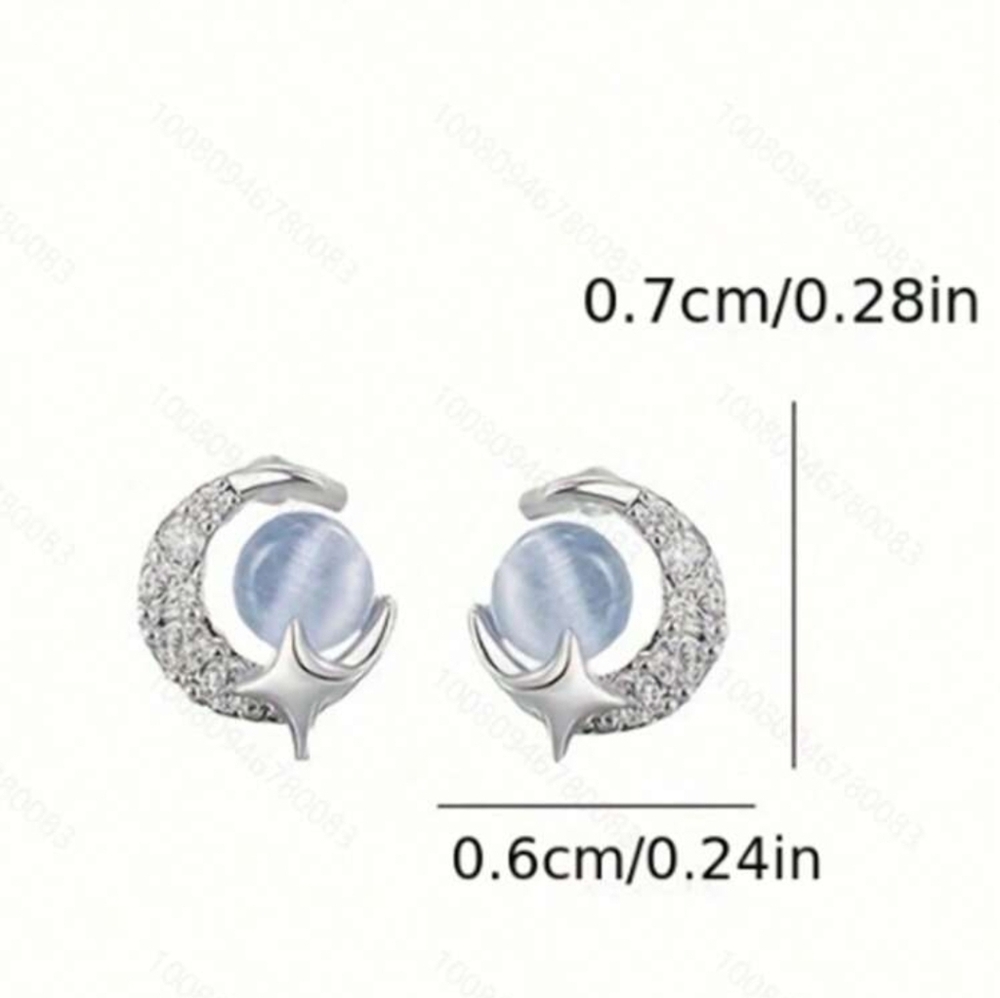 Silver Moon Stud Earrings - Picture 3 of 3